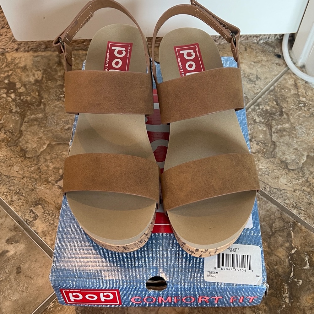 Pop Women's Brown Strap Sandals